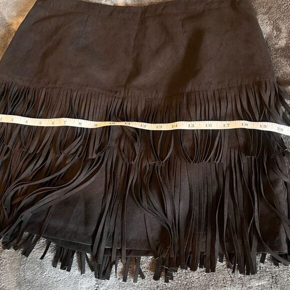 Black Fringe Mini Skirt - Picture 5 of 10